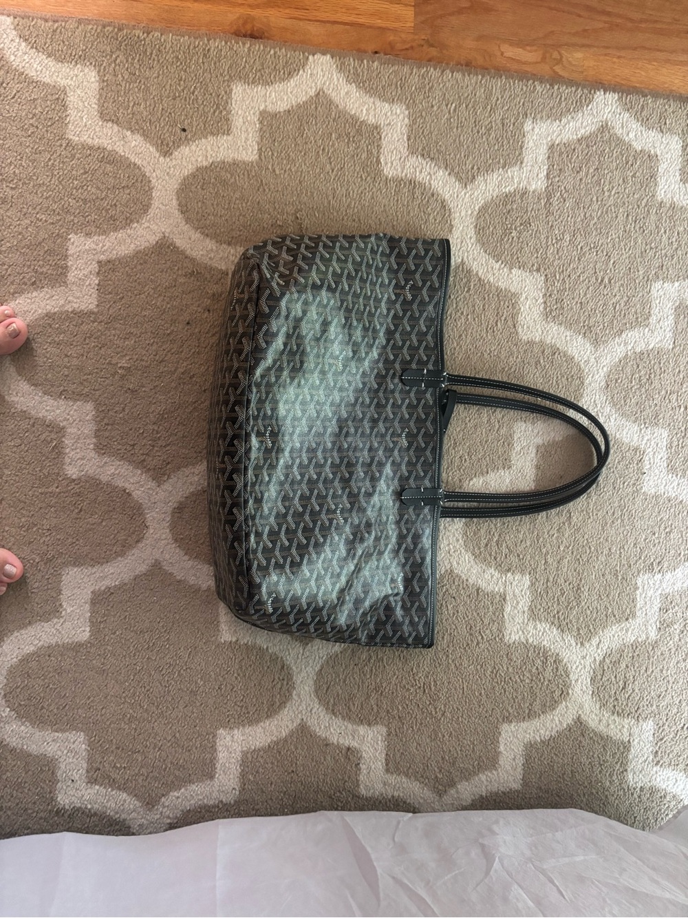Black Patterned Tote Bag - Designer-Style Women's Handbag